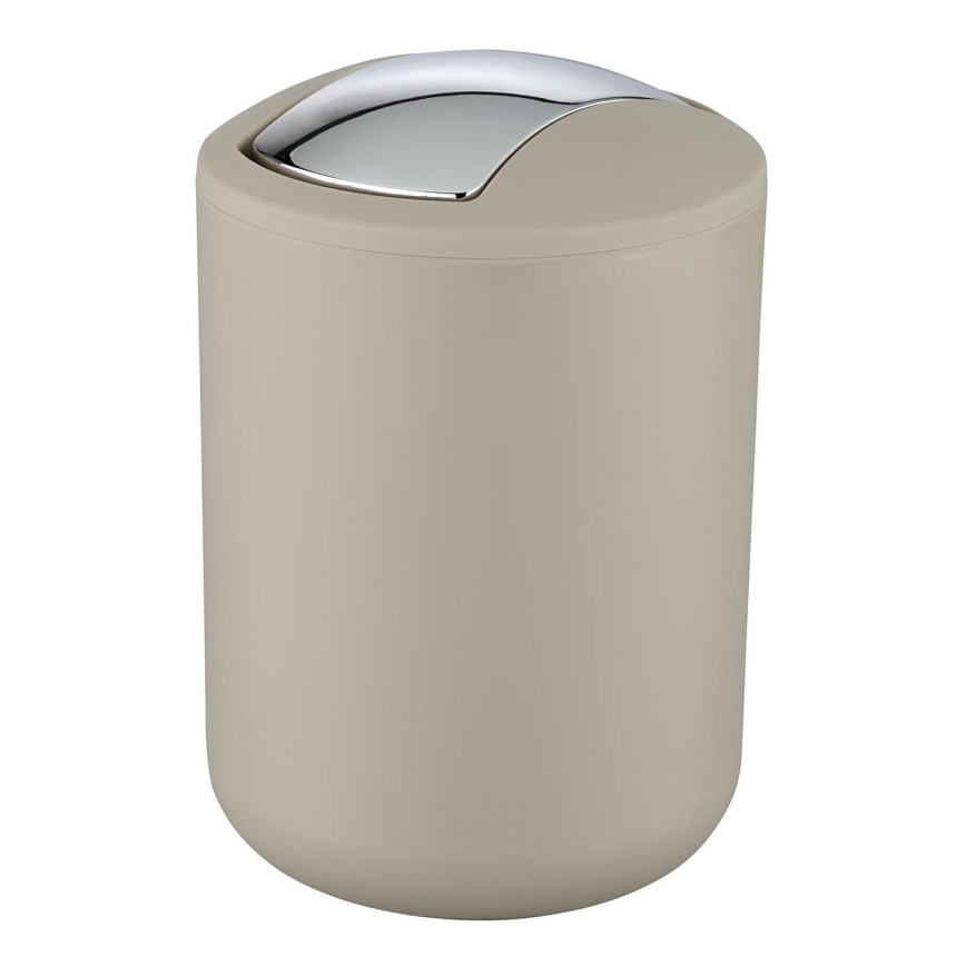 WENKO 21221100 - Cestino per rifiuti BRASIL 14x21 cm beige/cromo lucido
