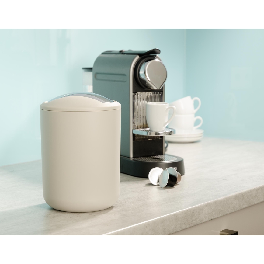 WENKO 21221100 - Cestino per rifiuti BRASIL 14x21 cm beige/cromo lucido