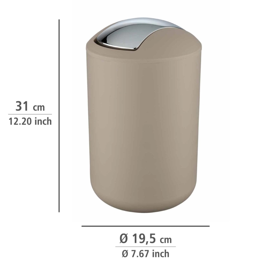 WENKO 21222100 - Cestino BRASIL 19,5x31 cm beige/cromo lucido