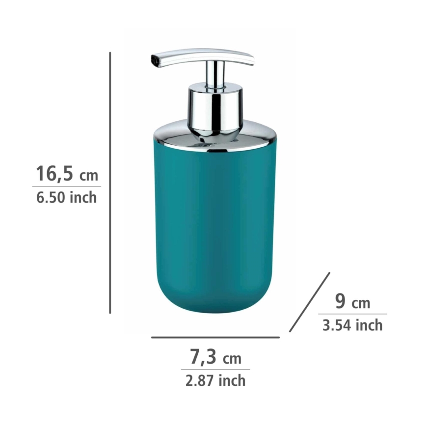 WENKO 21224100 - Dispenser di sapone BRASIL 7,3x16,5 cm turchese/cromo lucido