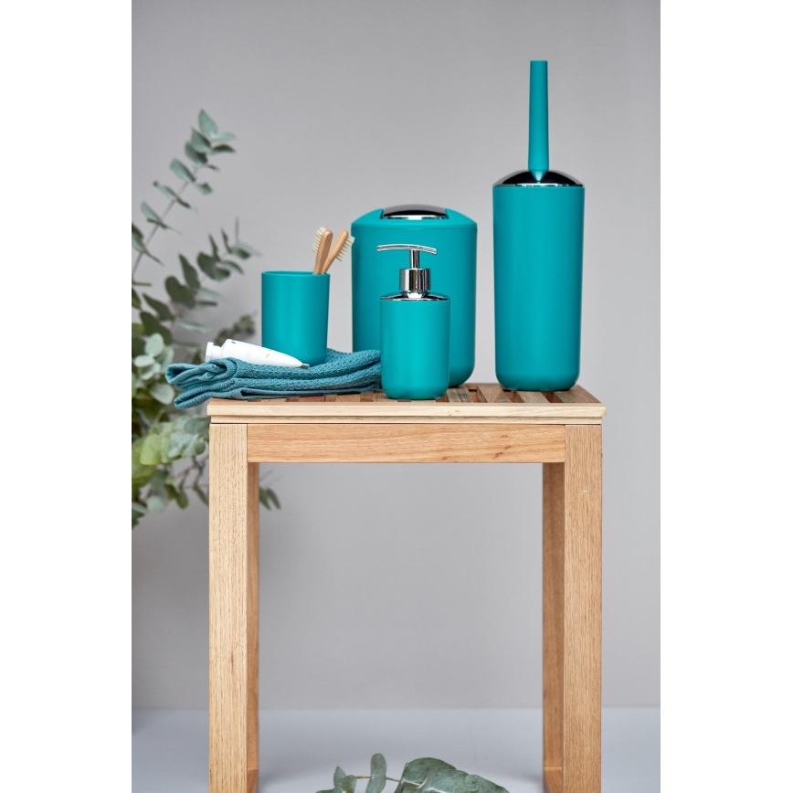 WENKO 21227100 - Pattumiera BRASIL 19,5x31 cm turchese/cromo lucido