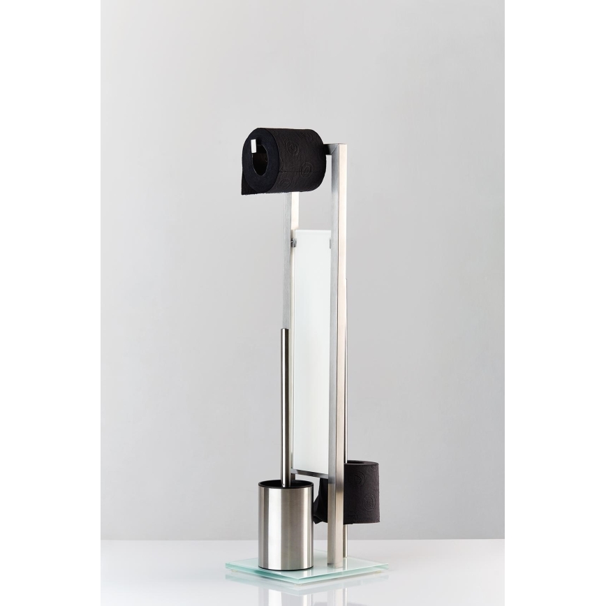 WENKO 21564100 - Scopino WC RIVALTA 18x70 cm acciaio inox/argento/bianco/nero