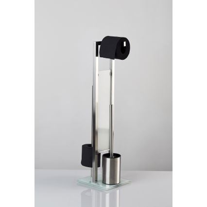 WENKO 21564100 - Scopino WC RIVALTA 18x70 cm acciaio inox/argento/bianco/nero