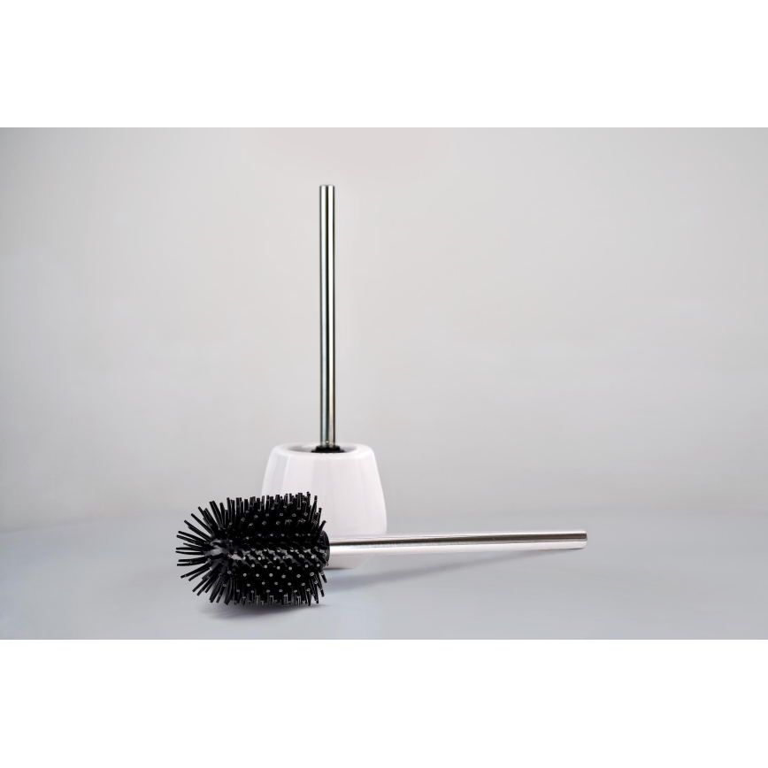 WENKO 21799100 - Scopino WC 7,5x35 cm acciaio inox/argento/nero