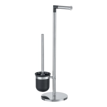 WENKO 21836800 - Spazzola per WC PARUS 25,5 x 57 cm acciaio inox/argento/nero