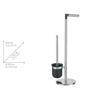 WENKO 21836800 - Spazzola per WC PARUS 25,5 x 57 cm acciaio inox/argento/nero