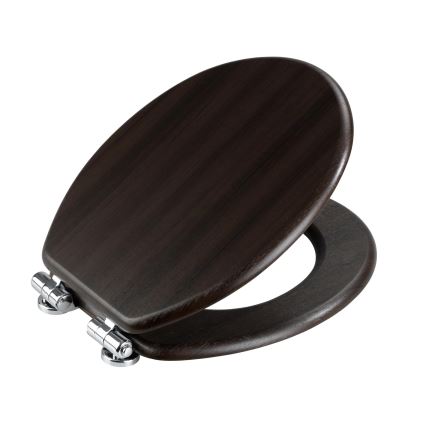 WENKO 22015100-WC sedile WC WENGE 35,5x42,5 cm marrone/argento