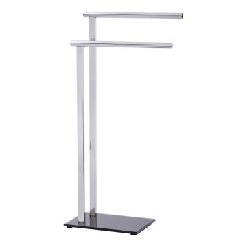 WENKO 22090100 - Porta asciugamani LAVA 42x81 cm in acciaio inox, finitura argento/nera