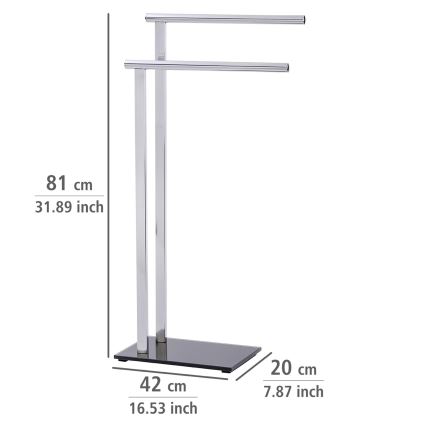 WENKO 22090100 - Porta asciugamani LAVA 42x81 cm in acciaio inox, finitura argento/nera