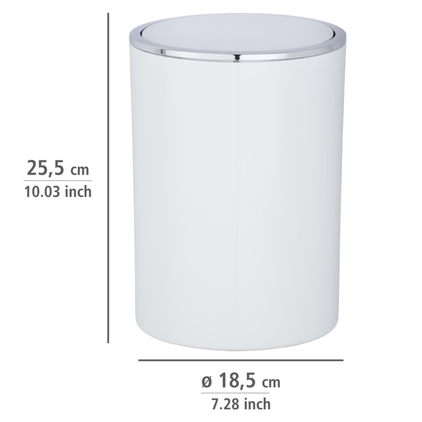 WENKO 22554100 - Cestino INCA 18,5x25,5 cm bianco/cromo lucido
