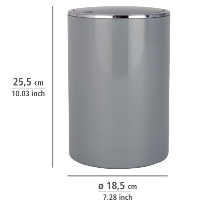 WENKO 22562100 - Cestino INCA 18,5x25,5 cm grigio/cromo lucido