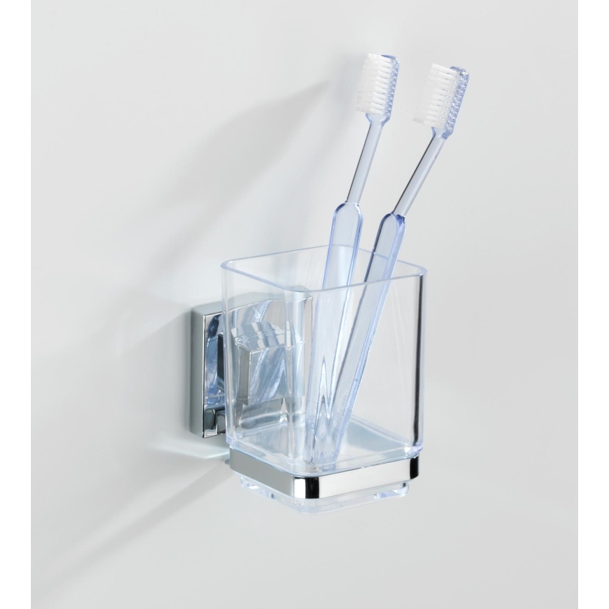 WENKO 22680100 -Bicchiere VACUUM-LOC QUADRO ED 7,5x10 cm argento/cromo lucido/trasparente