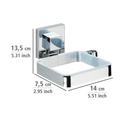 WENKO 22682100 -Supporto per asciugacapelli VACUUM-LOC QUADRO ED 13,5x14 cm argento/cromo