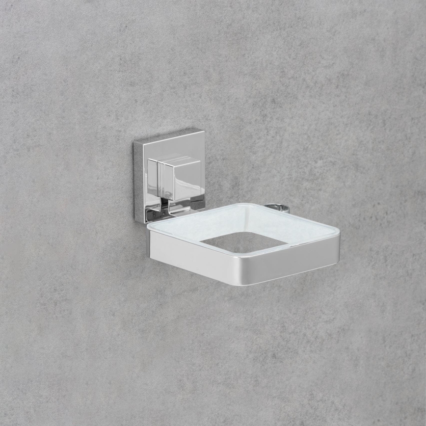 WENKO 22682100 -Supporto per asciugacapelli VACUUM-LOC QUADRO ED 13,5x14 cm argento/cromo