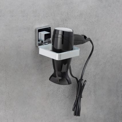 WENKO 22682100 -Supporto per asciugacapelli VACUUM-LOC QUADRO ED 13,5x14 cm argento/cromo