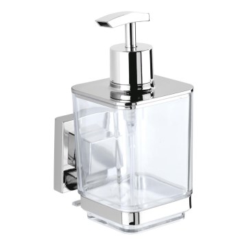 WENKO 22683100-Dispenser di sapone VACUUM-LOC QUADRO ED 7,5x16 cm argento/cromo lucido