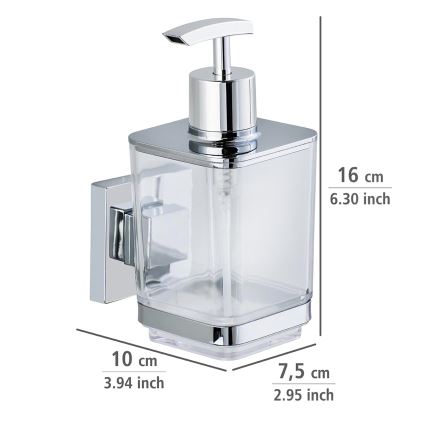 WENKO 22683100-Dispenser di sapone VACUUM-LOC QUADRO ED 7,5x16 cm argento/cromo lucido