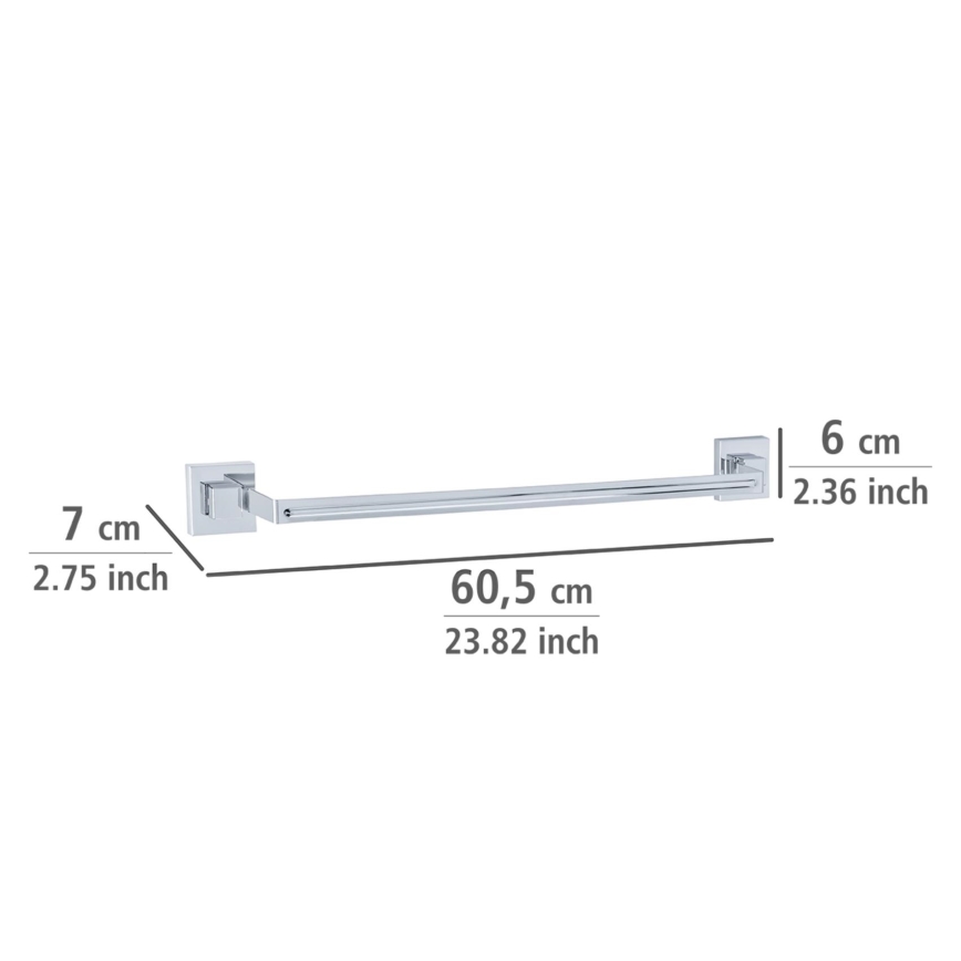 WENKO 22684100-Porta asciugamani VACUUM-LOC QUADRO ED 60,5x6 cm argento/cromo lucido