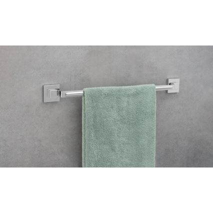 WENKO 22684100-Porta asciugamani VACUUM-LOC QUADRO ED 60,5x6 cm argento/cromo lucido