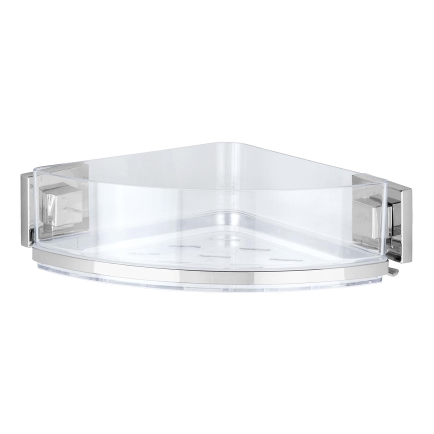 WENKO 22686100-Mensola angolare VACUUM-LOC QUADRO ED 28x19,5 cm argento/trasparente