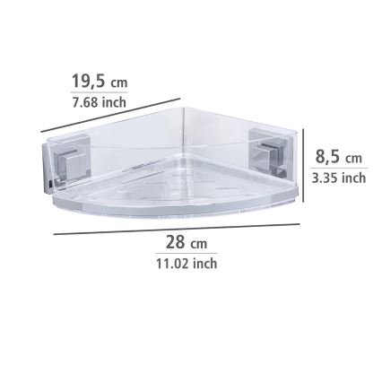 WENKO 22686100-Mensola angolare VACUUM-LOC QUADRO ED 28x19,5 cm argento/trasparente