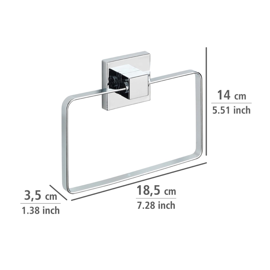 WENKO 22689100-Porta asciugamani VACUUM-LOC QUADRO ED 18,5x14 cm argento/lucido.cromo