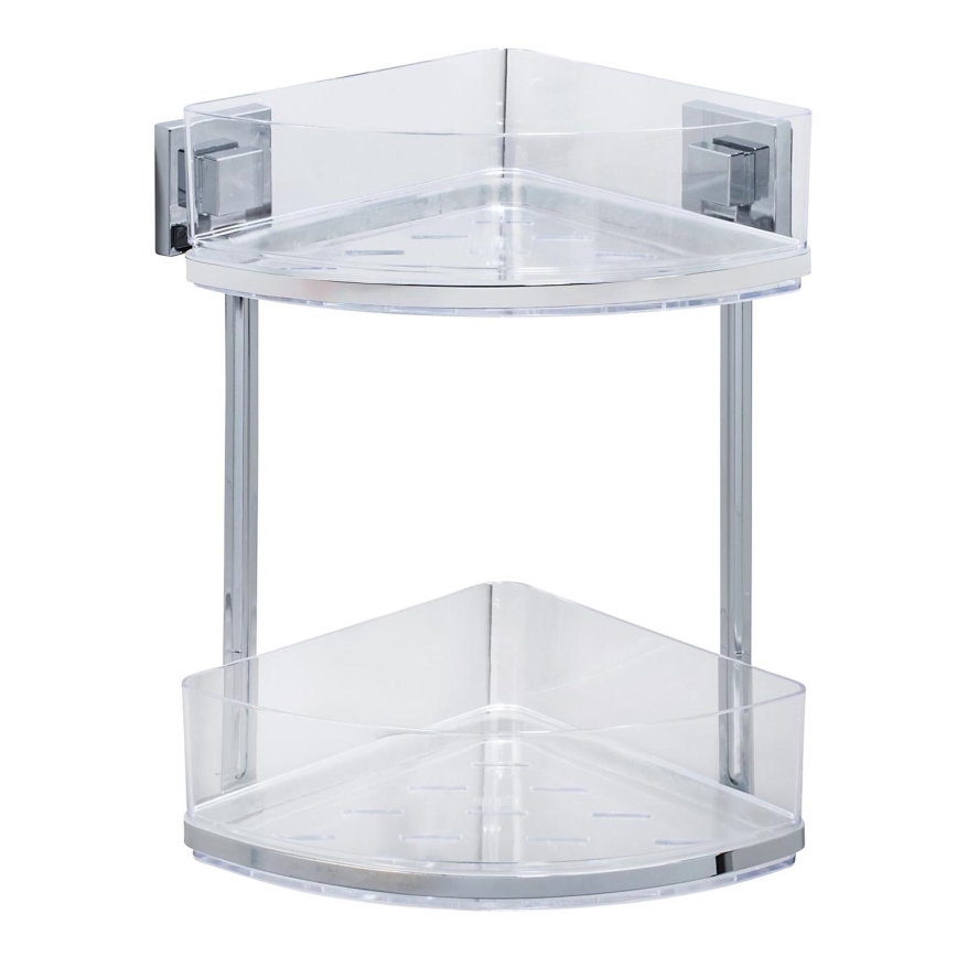WENKO 22690100-Ripiano angolare VACUUM-LOC QUADRO ED 28x32,5 cm argento/cromo lucido