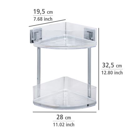 WENKO 22690100-Ripiano angolare VACUUM-LOC QUADRO ED 28x32,5 cm argento/cromo lucido