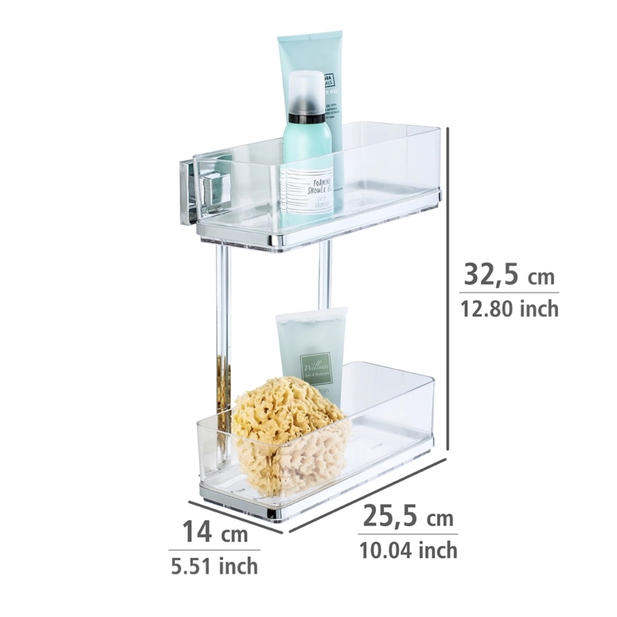 WENKO 22691100-Mensola VACUUM-LOC QUADRO ED 25,5x32,5 cm argento/cromo lucido/trasparente