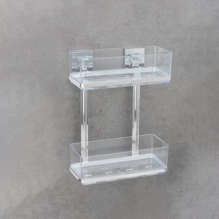 WENKO 22691100-Mensola VACUUM-LOC QUADRO ED 25,5x32,5 cm argento/cromo lucido/trasparente