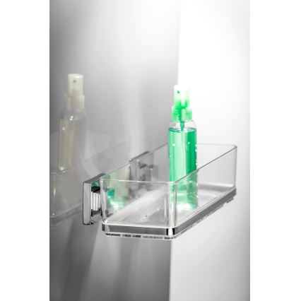 WENKO 22692100-Mensola VACUUM-LOC QUADRO ED 25,5x14 cm argento/trasparente