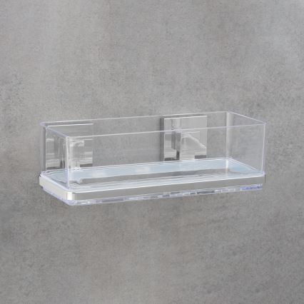 WENKO 22692100-Mensola VACUUM-LOC QUADRO ED 25,5x14 cm argento/trasparente