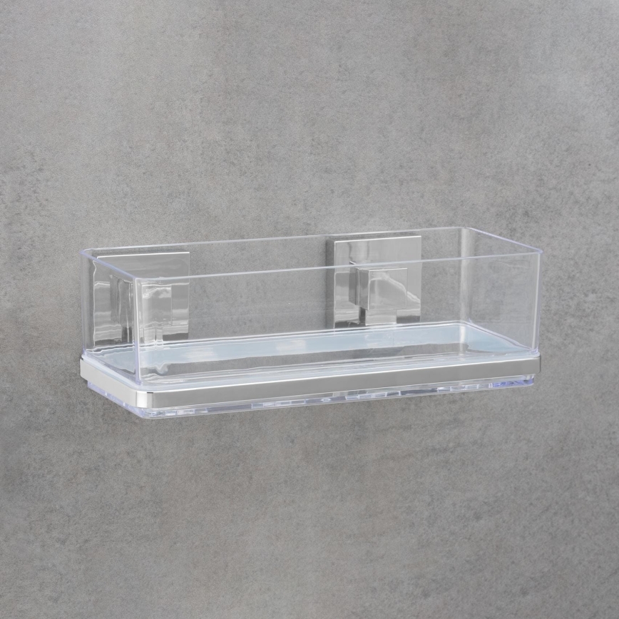 WENKO 22692100-Mensola VACUUM-LOC QUADRO ED 25,5x14 cm argento/trasparente