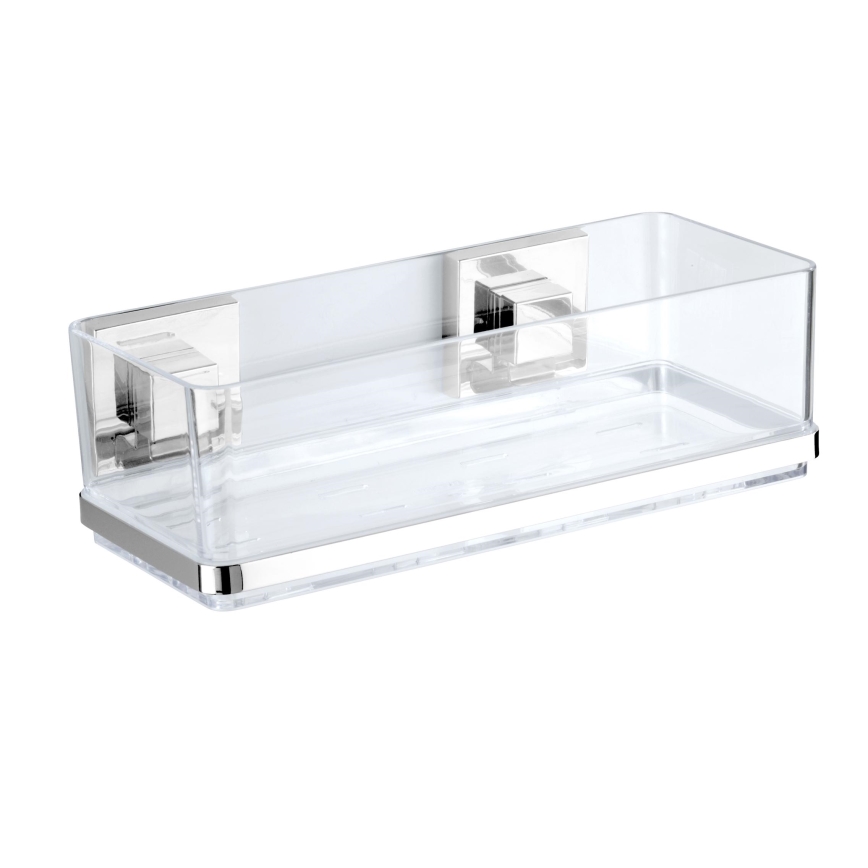WENKO 22692100-Mensola VACUUM-LOC QUADRO ED 25,5x14 cm argento/trasparente