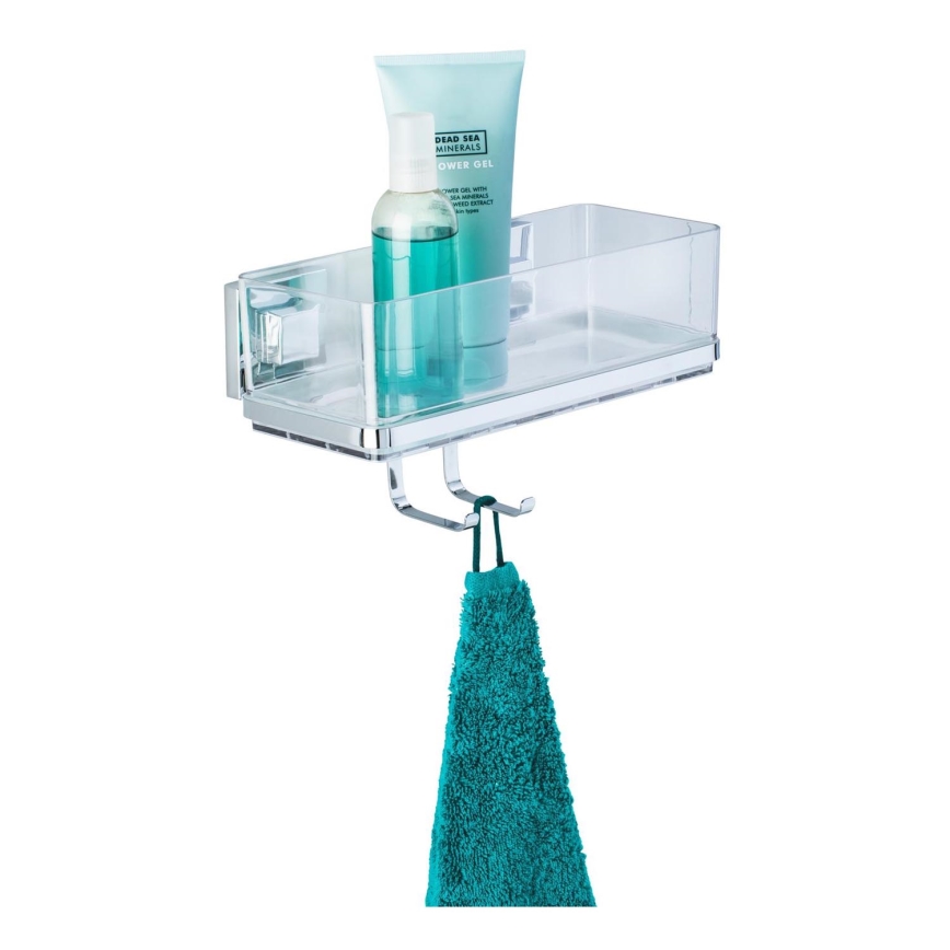 WENKO 22694100-Mensola VACUUM-LOC QUADRO ED 25,5x15 cm argento/cromato lucido/trasparente