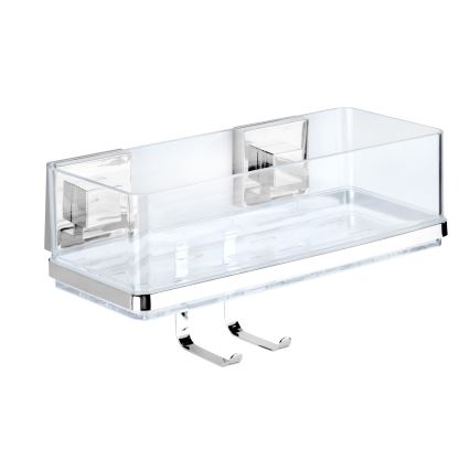 WENKO 22694100-Mensola VACUUM-LOC QUADRO ED 25,5x15 cm argento/cromato lucido/trasparente