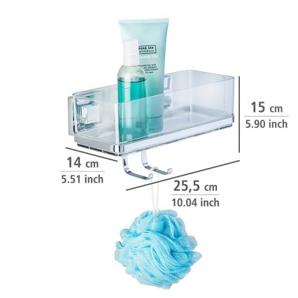 WENKO 22694100-Mensola VACUUM-LOC QUADRO ED 25,5x15 cm argento/cromo lucido/trasparente