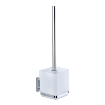WENKO 22695100-WC spazzola per WC VACUUM-LOC QUADRO ED 9,5x37 cm argento/cromo lucido/trasparente