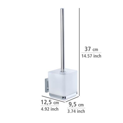 WENKO 22695100-WC spazzola per WC VACUUM-LOC QUADRO ED 9,5x37 cm argento/cromo lucido/trasparente