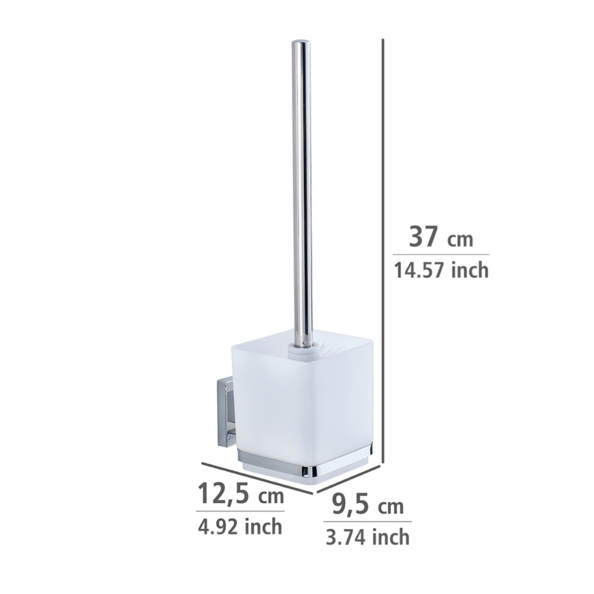 WENKO 22695100-WC spazzola per WC VACUUM-LOC QUADRO ED 9,5x37 cm argento/cromo lucido/trasparente