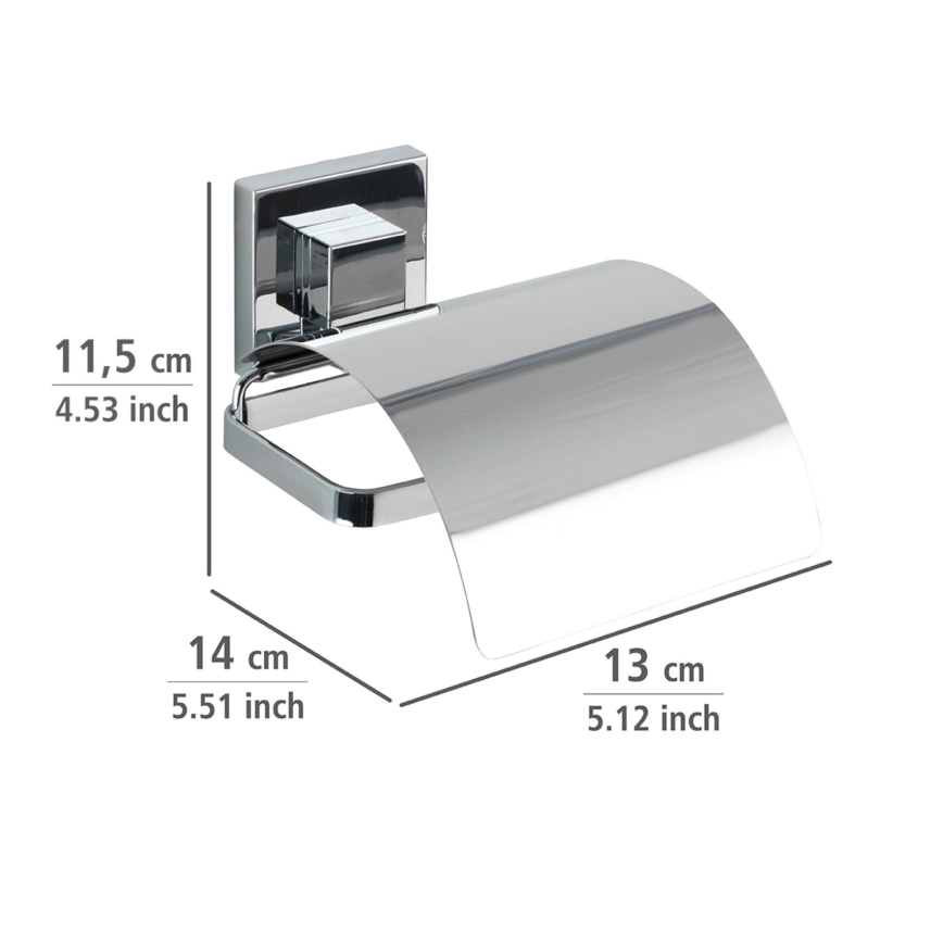 WENKO 22696100-Porta carta igienica VACUUM-LOC QUADRO ED 13x14 cm cromo lucido