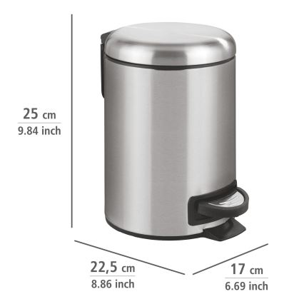 WENKO 22702100 - Pattumiera LEMAN 17x25 cm acciaio inossidabile/satinato/nero