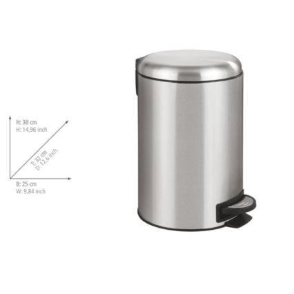 WENKO 22703100 - Cestino LEMAN 25x38 cm acciaio inox satinato/nero