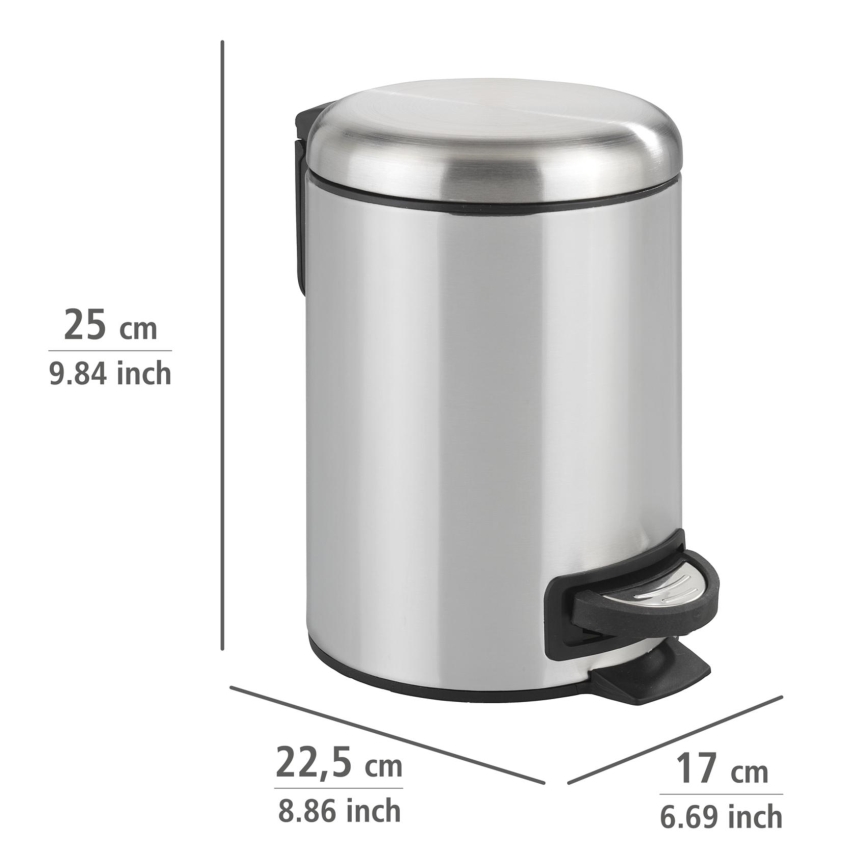 WENKO 22829100 - Cestino LEMAN 17x25 cm in acciaio inossidabile satinato/nero