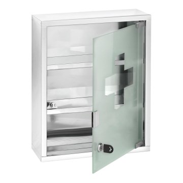 WENKO 22924100 - Armadietto per medicinali 30x40 cm acciaio inox/argento