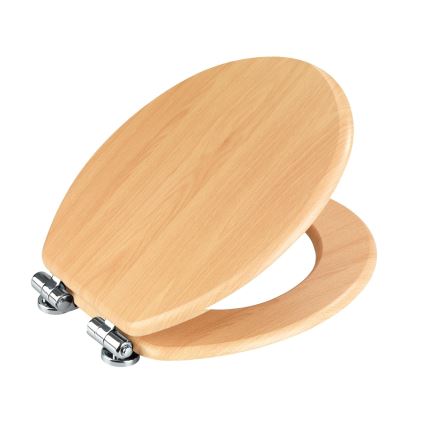 WENKO 22979100 - sedile WC Faggio naturale 35,5x42,5 cm marrone/argento