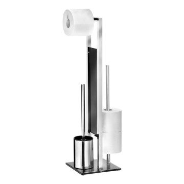 WENKO 22983100 - Scopino WC RIVALTA 18x70 cm acciaio inossidabile/argento/nero
