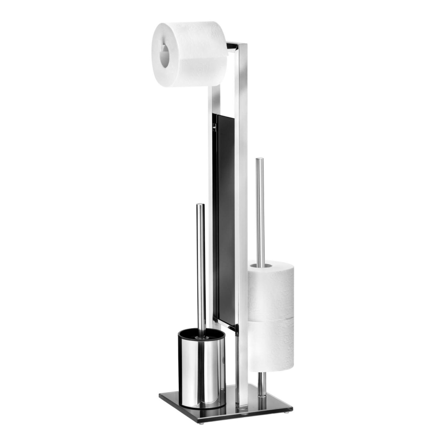 WENKO 22983100 - Scopino WC RIVALTA 18x70 cm acciaio inossidabile/argento/nero