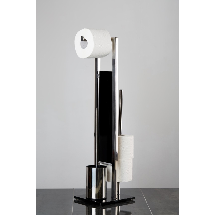 WENKO 22983100 - Scopino WC RIVALTA 18x70 cm acciaio inossidabile/argento/nero