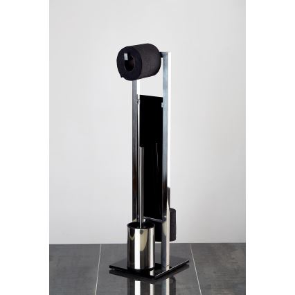 WENKO 22983100 - Scopino WC RIVALTA 18x70 cm acciaio inossidabile/argento/nero